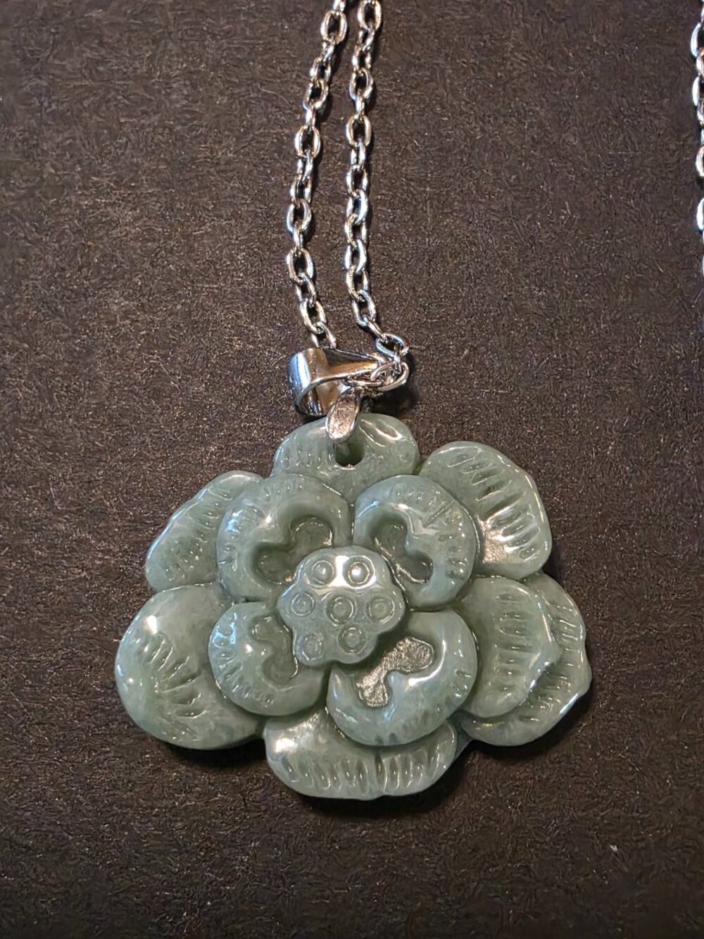Natural Jadeite Jade Peony Flower Necklace